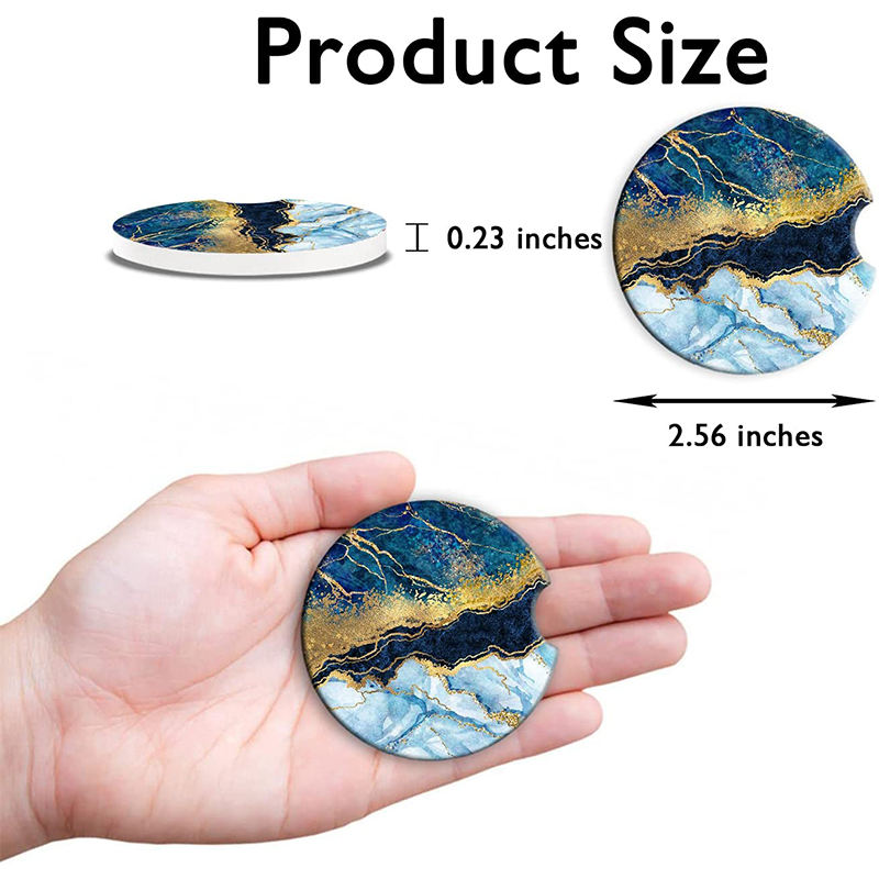 Classic Style Car Coasters - Absorbent Bling Ceramic Drink Set for Cup Holders by Jia Yi (Model JY18